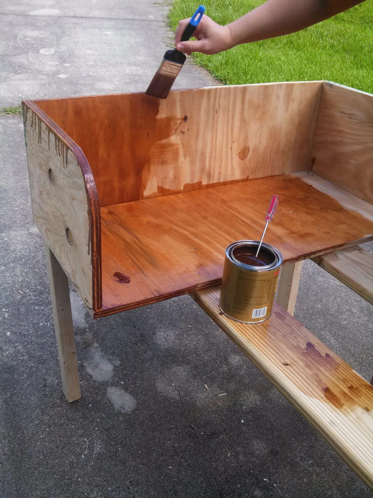 staining DIY co-sleeper