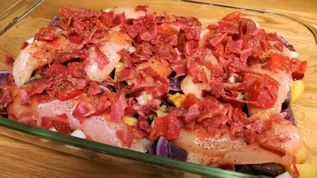 Chicken bacon alfredo bake