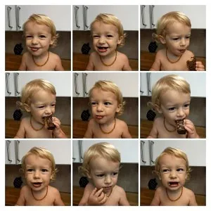 Toddler Eating Chocolate Collage