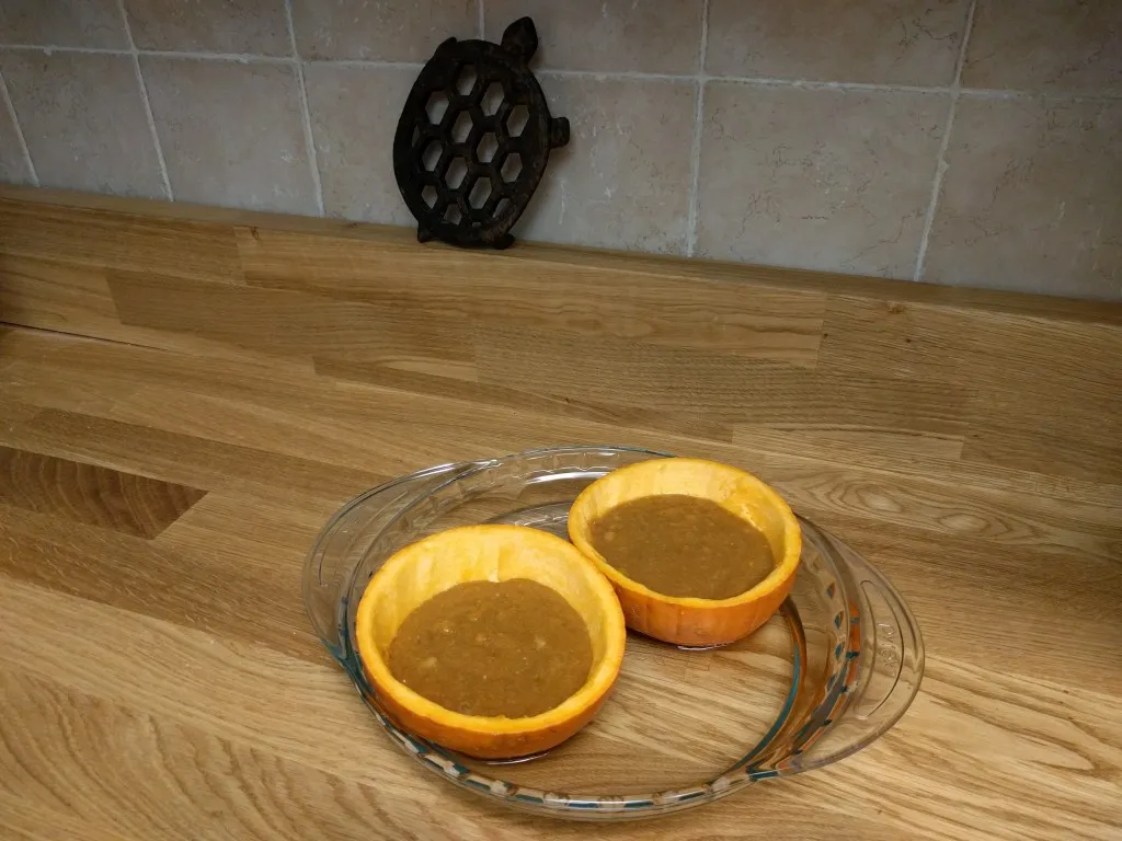 pumpkin cake in small pumpkin