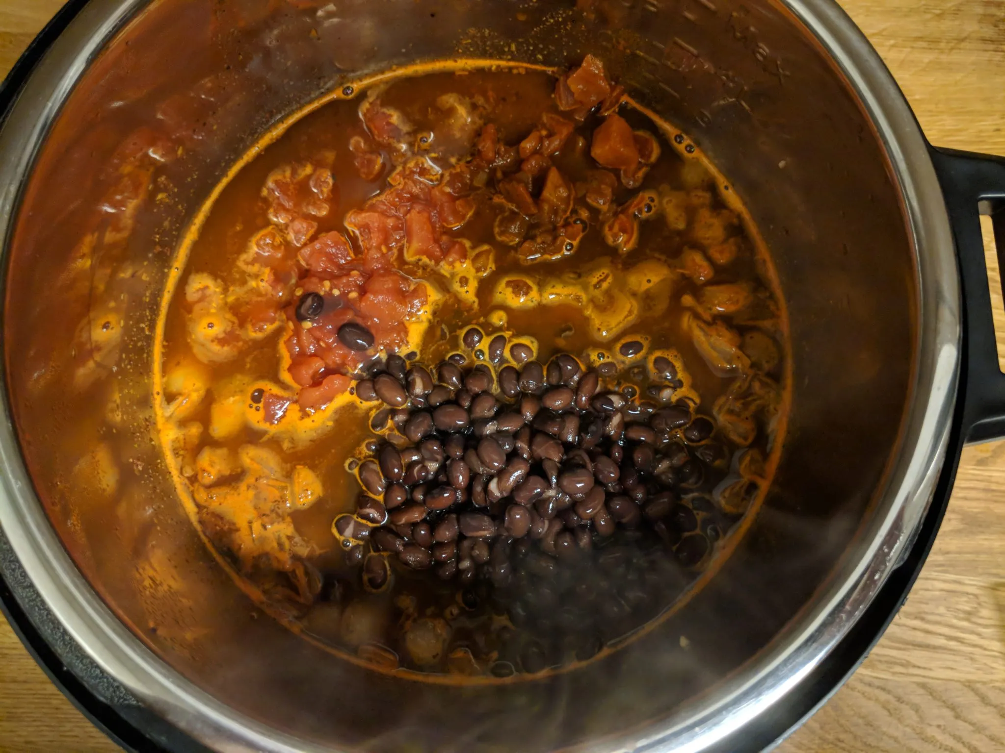 Chili ingredients in instant pot